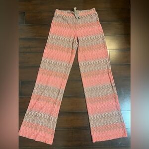 Mom’s June Paris Pink and Beige Women's Chevron Crochet Beach Pants